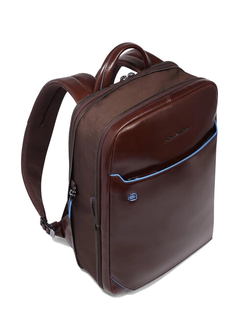 BLUE SQUARE 14" laptop backpack, in leather MAHOGANY - Laptop backpacks