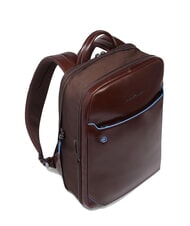 PIQUADRO BLUE SQUARE 14" laptop backpack, in leather MAHOGANY - Laptop backpacks - 3