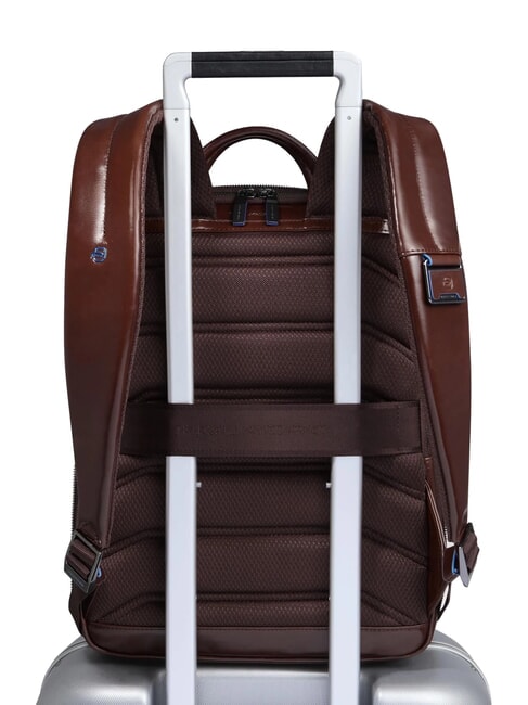 BLUE SQUARE 14" laptop backpack, in leather MAHOGANY - Laptop backpacks