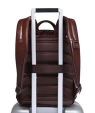 PIQUADRO BLUE SQUARE 14" laptop backpack, in leather MAHOGANY - Laptop backpacks - 4