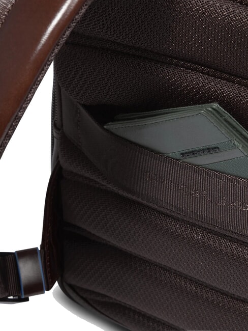 BLUE SQUARE 14" laptop backpack, in leather MAHOGANY - Laptop backpacks