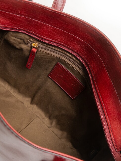 MADDALENA Shoulder shopper, in leather Chianti / Bordeaux / Gold - Women’s Bags