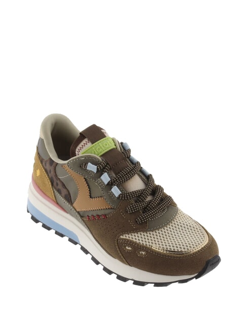 LUNA Patchwork sneakers with serrated sole chocolate - Women’s shoes