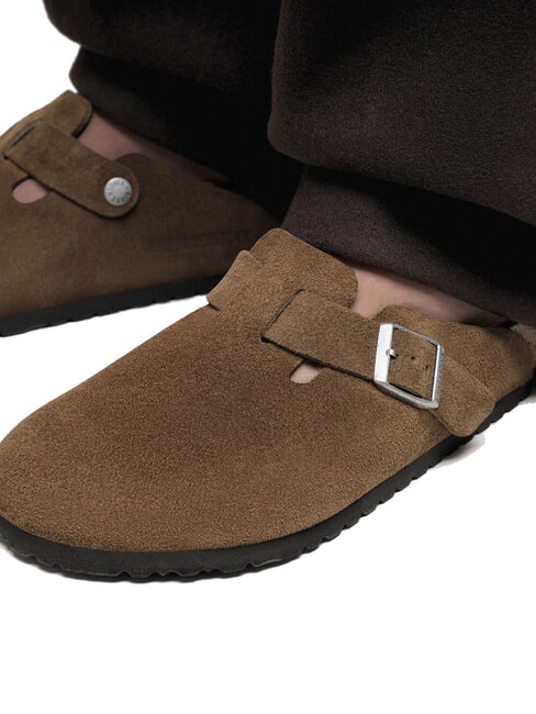 BOSTON Suede leather slipper dark tea - Unisex shoes