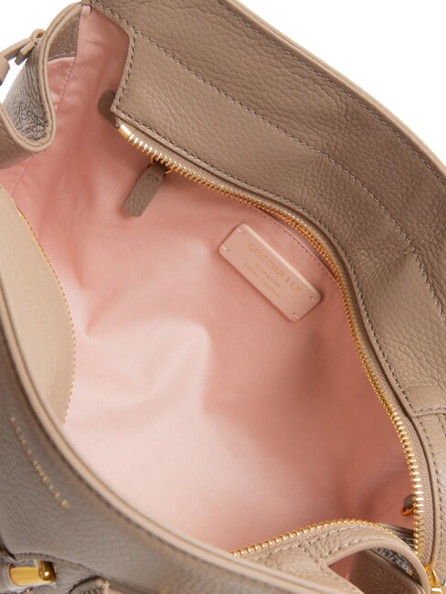 YORK Hammered leather handbag warm taupe - Women’s Bags