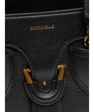 COCCINELLE YORK Hammered leather handbag Black - Women’s Bags - 3