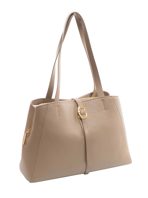 CHARA Leather shoulder bag warm taupe - Women’s Bags