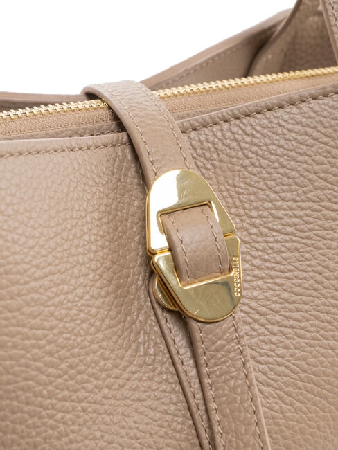 CHARA Leather shoulder bag warm taupe - Women’s Bags