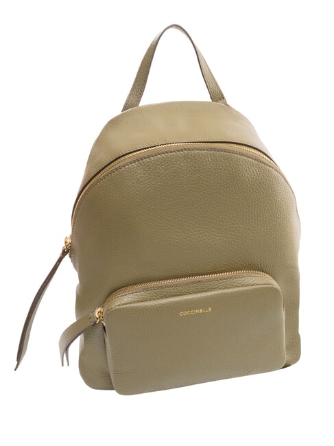 JEN Round leather backpack with pocket laurel green - Women’s Bags