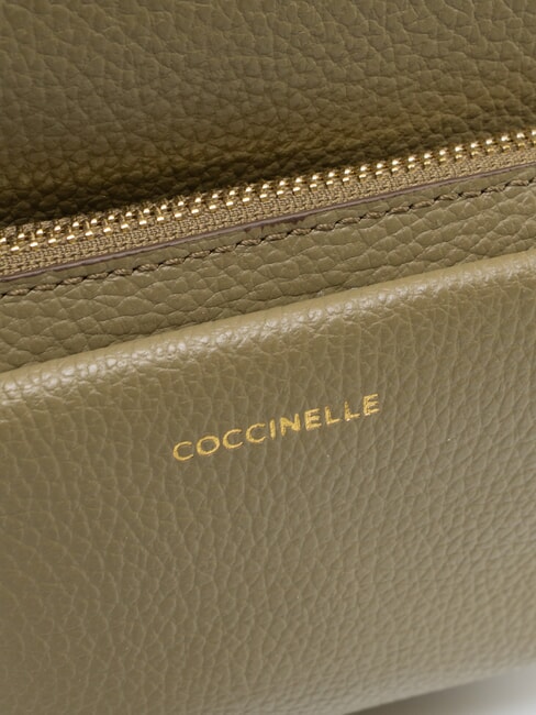 JEN Round leather backpack with pocket laurel green - Women’s Bags