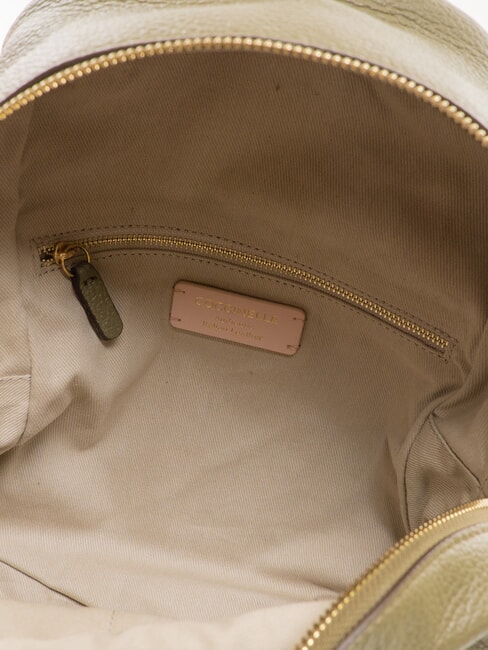 JEN Round leather backpack with pocket laurel green - Women’s Bags