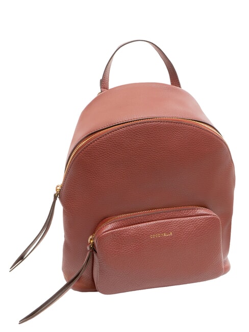 JEN Round leather backpack with pocket brandy - Women’s Bags