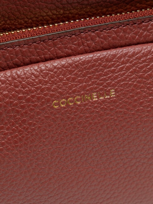 JEN Round leather backpack with pocket brandy - Women’s Bags