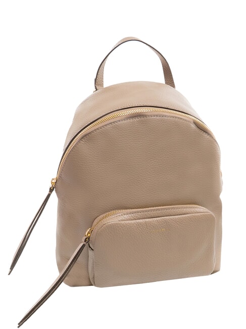 JEN Round leather backpack with pocket warm taupe - Women’s Bags