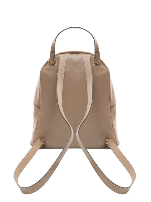 JEN Round leather backpack with pocket warm taupe - Women’s Bags