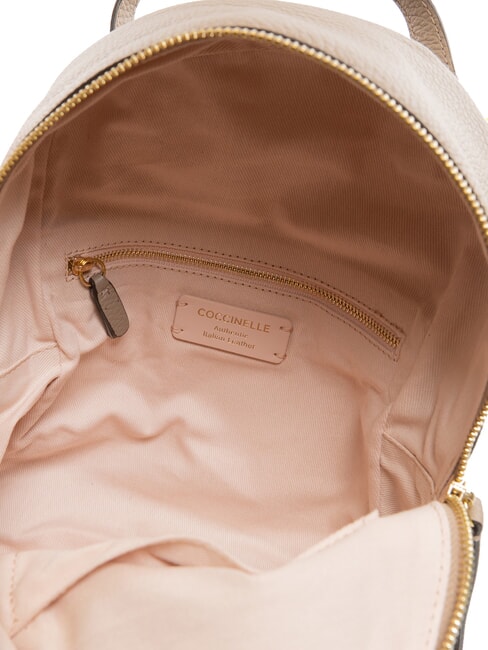 JEN Round leather backpack with pocket warm taupe - Women’s Bags