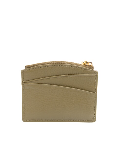 ROUNDED PRINTED Small leather card holder with zip laurel green - Women&rsquo;s Wallets