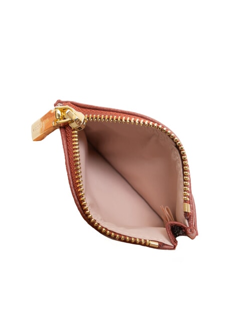 ROUNDED PRINTED Small leather card holder with zip brandy - Women&rsquo;s Wallets