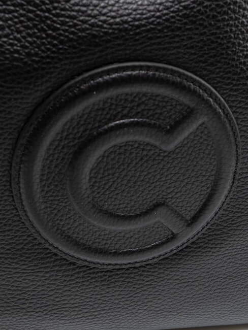 CALLISTO Leather shopping bag with embossed logo Black - Women’s Bags