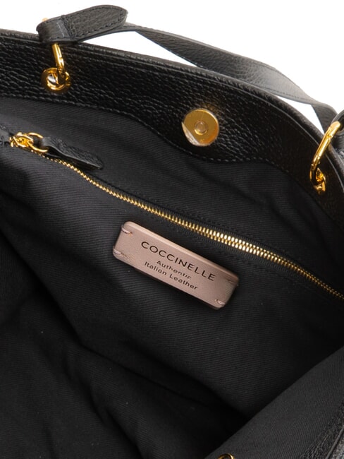 CALLISTO Leather shopping bag with embossed logo Black - Women’s Bags