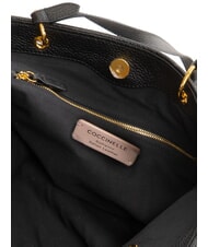 COCCINELLE CALLISTO Leather shopping bag with embossed logo Black - Women’s Bags - 7