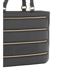 LOVE MOSCHINO ZIPLINE Shoulder shopping bag Black - Women’s Bags - 3