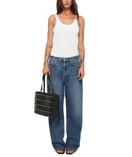 LOVE MOSCHINO ZIPLINE Shoulder shopping bag Black - Women’s Bags - 5