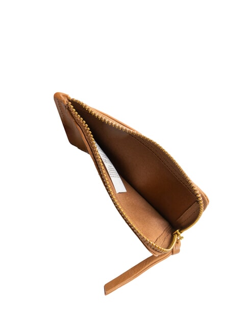 BASIC Large leather card holder with zip cognac - Men’s Wallets