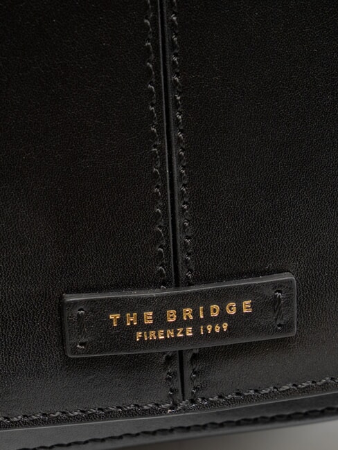 FAENTINA Large leather shoulder bag Black Gold - Women’s Bags