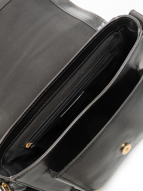 FAENTINA Large leather shoulder bag Black Gold - Women’s Bags