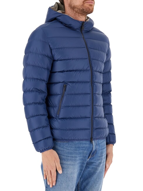 E-CONCRETE Down jacket with hood darkblue-coffeecre - Men's down jackets
