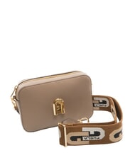 FURLA GARDENIA Camera case bag in keria print leather taupe + cognac tones - Women&rsquo;s Bags - 2