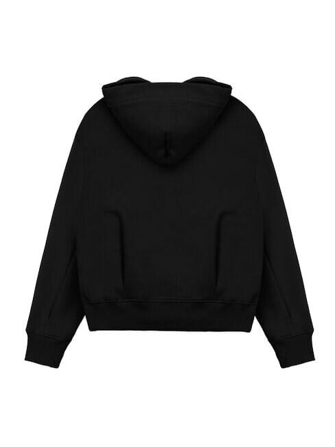 STUNNING Full zip sweatshirt with hood and pleats black - Women's Sweatshirts