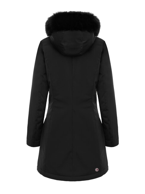 PURENESS Long padded jacket with hood black - Women's down jackets
