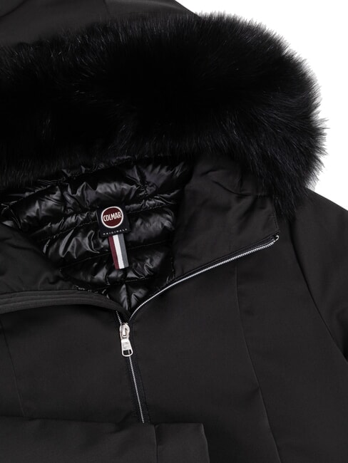 PURENESS Long padded jacket with hood black - Women's down jackets