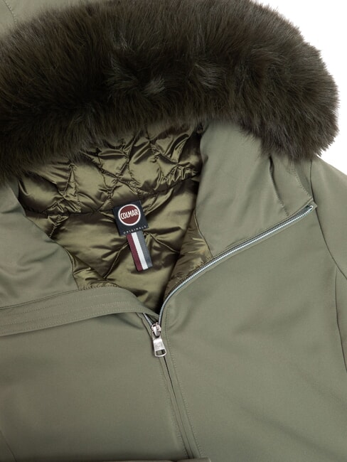 PURENESS Long padded jacket with hood mud - Women's Jackets