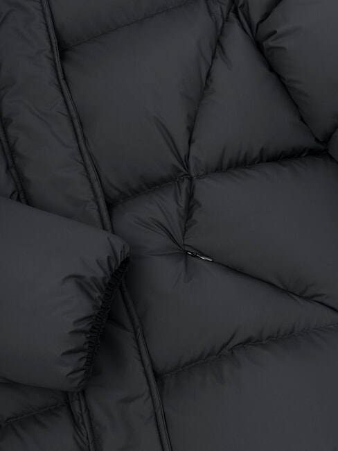 CAPTION Medium-length down jacket with hood black - Women's down jackets