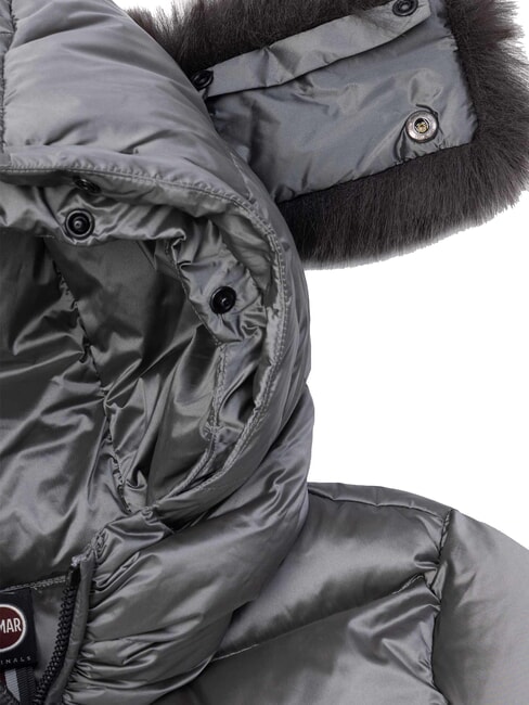 DELUXE Long padded down jacket with hood dark steel-dark steel - Women's down jackets