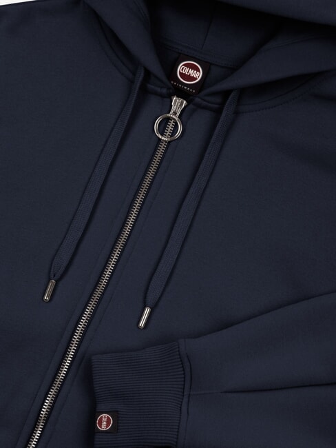 STUNNING Full zip sweatshirt with hood and pleats navy blue - Women's Sweatshirts
