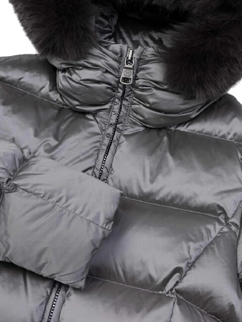 DELUXE Long down jacket with hood dark steel-dark steel - Women's down jackets