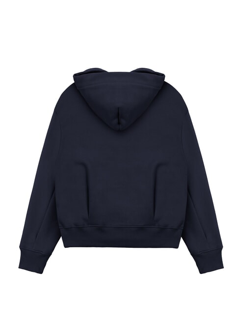 STUNNING Full zip sweatshirt with hood and pleats navy blue - Women's Sweatshirts
