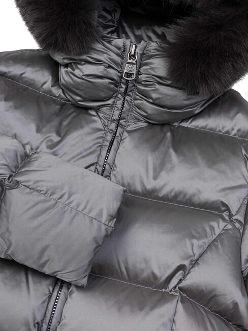 DELUXE Long padded down jacket with hood dark steel-dark steel - Women's down jackets
