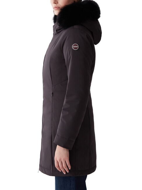 PURENESS Long padded jacket with hood black - Women's down jackets