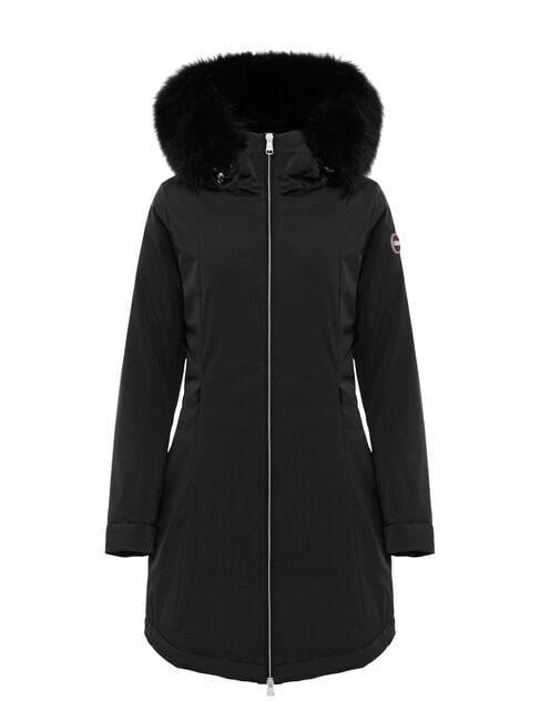PURENESS Long padded jacket with hood black - Women's down jackets