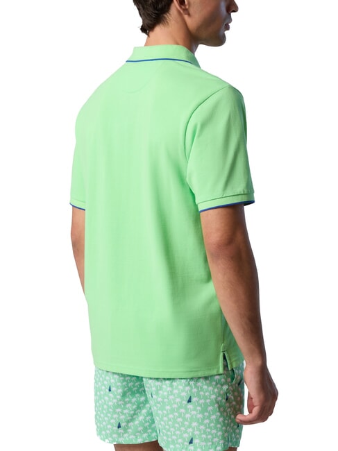 COLLAR STRIPED Short-sleeved cotton polo summer green - Polo shirt