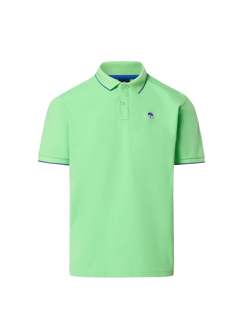 COLLAR STRIPED Short-sleeved cotton polo summer green - Polo shirt
