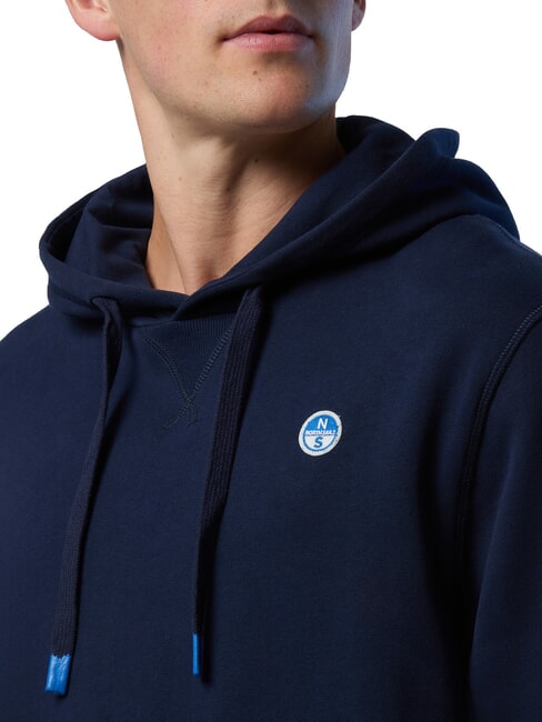 ROUND LOGO Cotton hoodie navy blue - Sweatshirts