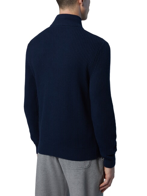 N|S Ribbed turtleneck sweater with half zip navy blue - Men's Sweaters