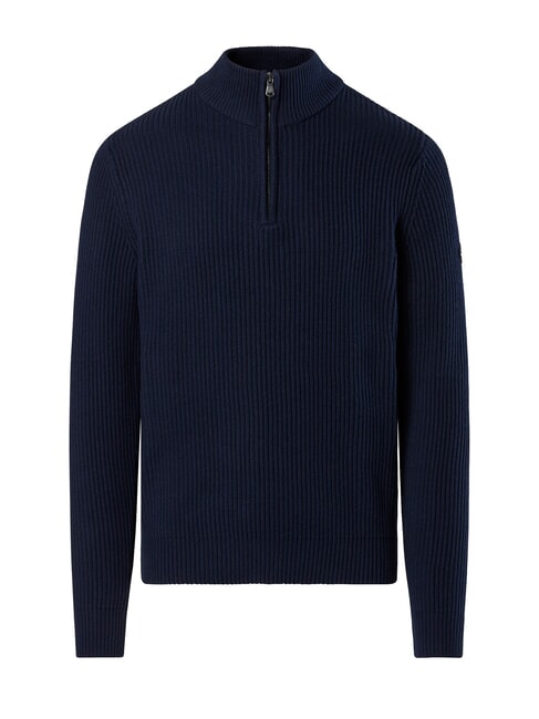 N|S Ribbed turtleneck sweater with half zip navy blue - Men's Sweaters