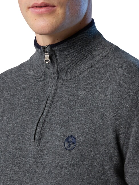 N|S Half-zip turtleneck sweater medium gray melange - Men's Sweaters